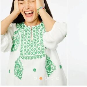 Roller Rabbit long sleeve Grace Dress embroidered in white green size XS